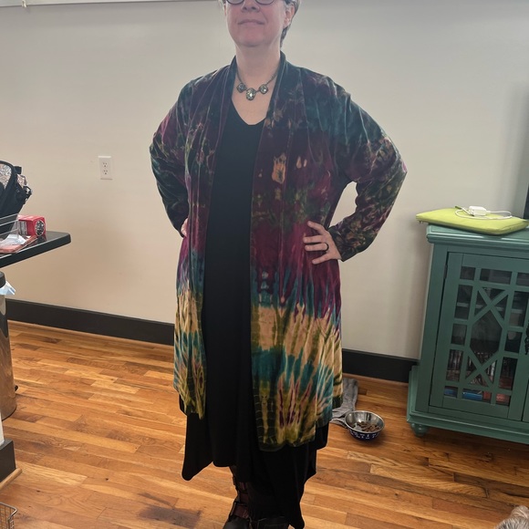 Velvet Tie Dye Duster Coat - Picture 3 of 5